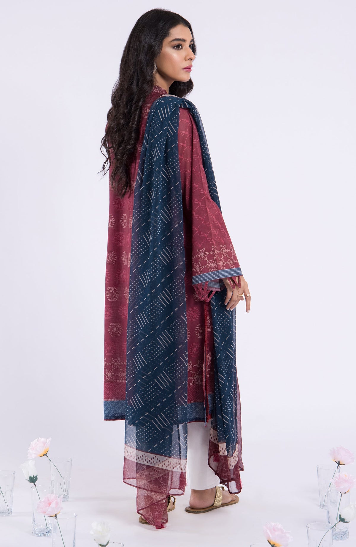 Orient - Unstitched 2 Piece Embroidered Lawn Shirt and Chiffon Dupatta