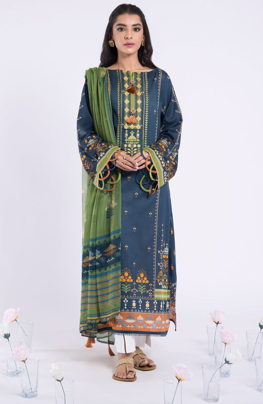 Orient - Unstitched 2 Piece Embroidered Lawn Shirt and Chiffon Dupatta