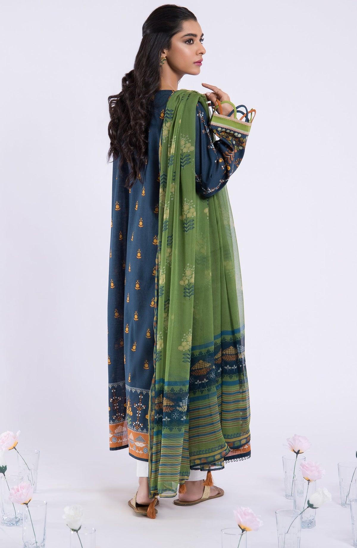 Orient - Unstitched 2 Piece Embroidered Lawn Shirt and Chiffon Dupatta