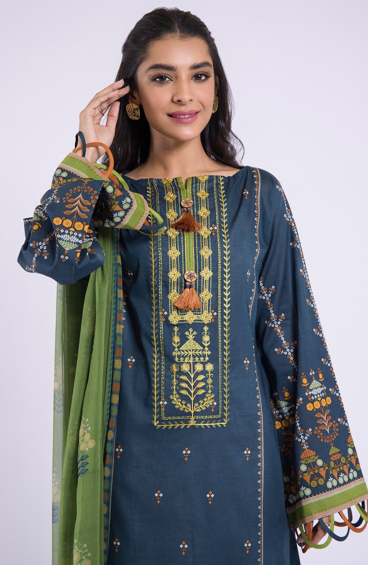 Orient - Unstitched 2 Piece Embroidered Lawn Shirt and Chiffon Dupatta