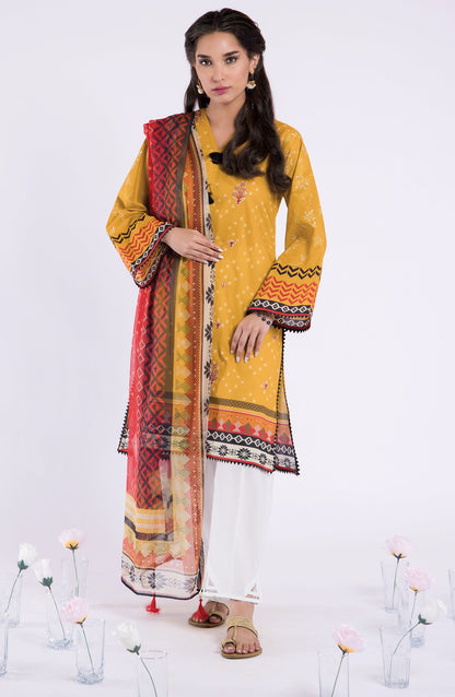 Orient - Unstitched 2 Piece Embroidered Lawn Shirt and Chiffon Dupatta
