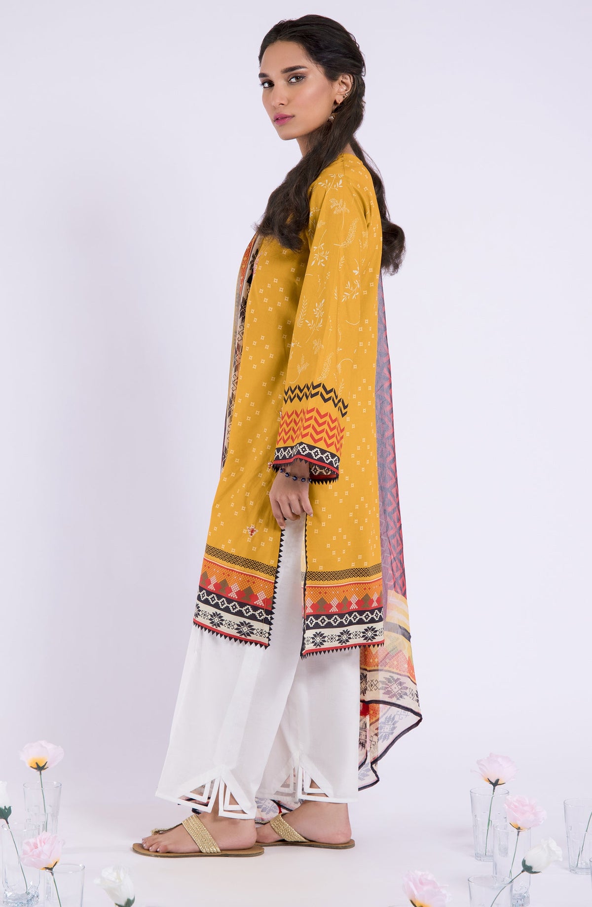 Orient - Unstitched 2 Piece Embroidered Lawn Shirt and Chiffon Dupatta