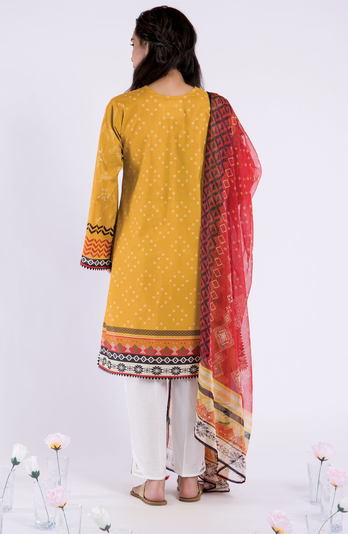 Orient - Unstitched 2 Piece Embroidered Lawn Shirt and Chiffon Dupatta