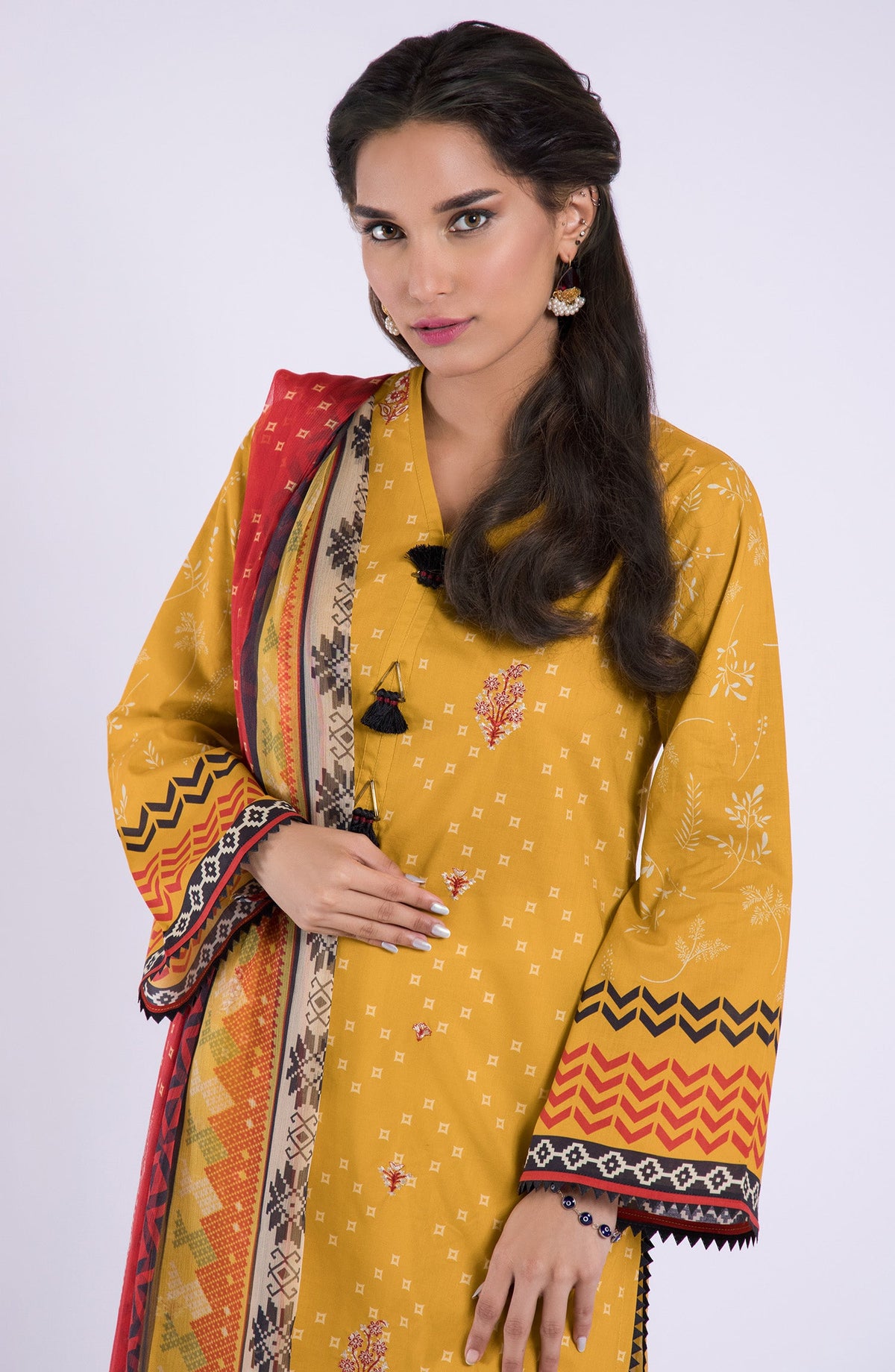 Orient - Unstitched 2 Piece Embroidered Lawn Shirt and Chiffon Dupatta