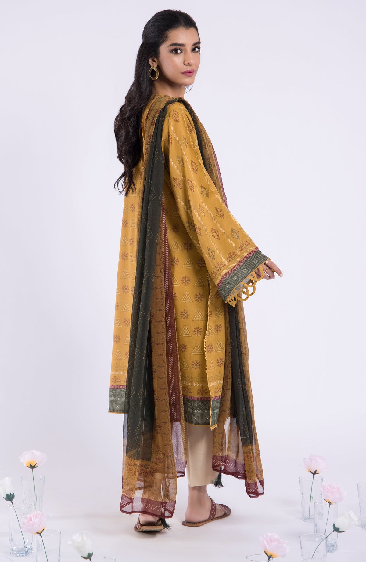 Orient - Unstitched 2 Piece Embroidered Lawn Shirt and Chiffon Dupatta