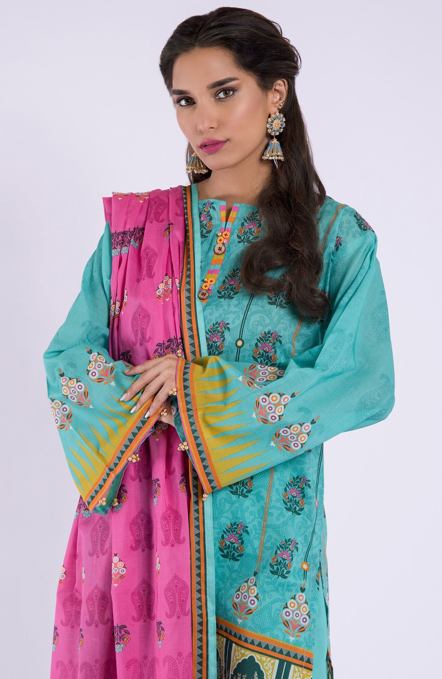 Orient - Stitched 3 Piece Printed Lawn Shirt , Cambric Pant and Lawn Dupatta