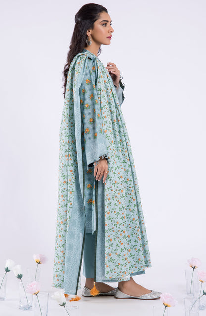 Orient - Unstitched 3 Piece Printed Lawn Shirt , Cambric Pant and Lawn Dupatta