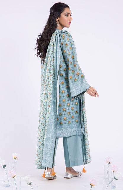 Orient - Unstitched 3 Piece Printed Lawn Shirt , Cambric Pant and Lawn Dupatta