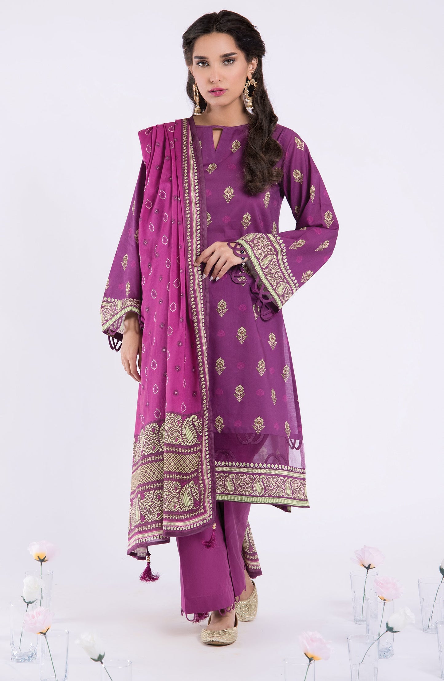Orient - Unstitched 3 Piece Printed Lawn Shirt , Cambric Pant and Lawn Dupatta
