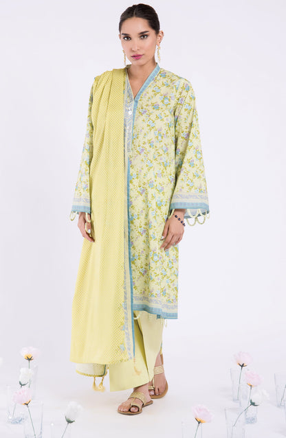 Orient - Unstitched 3 Piece Printed Lawn Shirt , Cambric Pant and Lawn Dupatta