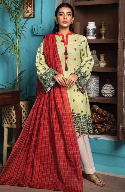 Orient - Unstitched 2 Piece Printed Khaddar Shirt and Yarn Dyed Dupatta