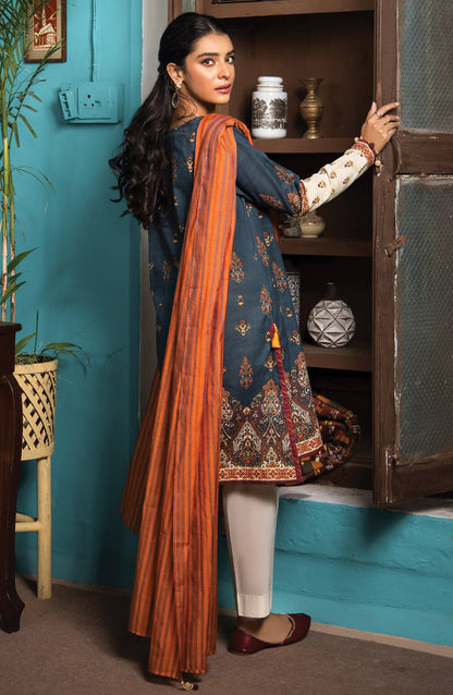 Orient - Unstitched 2 Piece Printed Khaddar Shirt and Yarn Dyed Dupatta