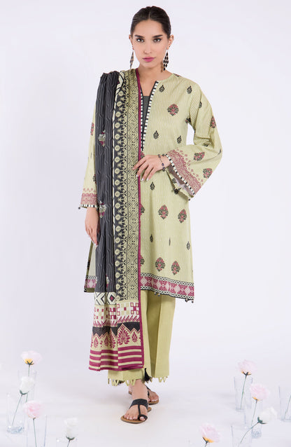 Orient - Unstitched 3 Piece Printed Lawn Shirt , Cambric Pant and Lawn Dupatta
