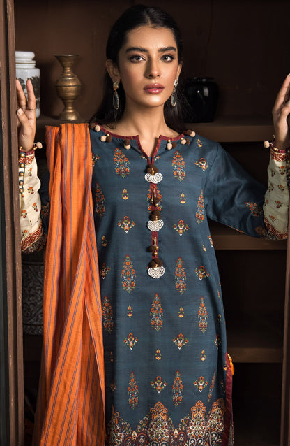 Orient - Unstitched 2 Piece Printed Khaddar Shirt and Yarn Dyed Dupatta