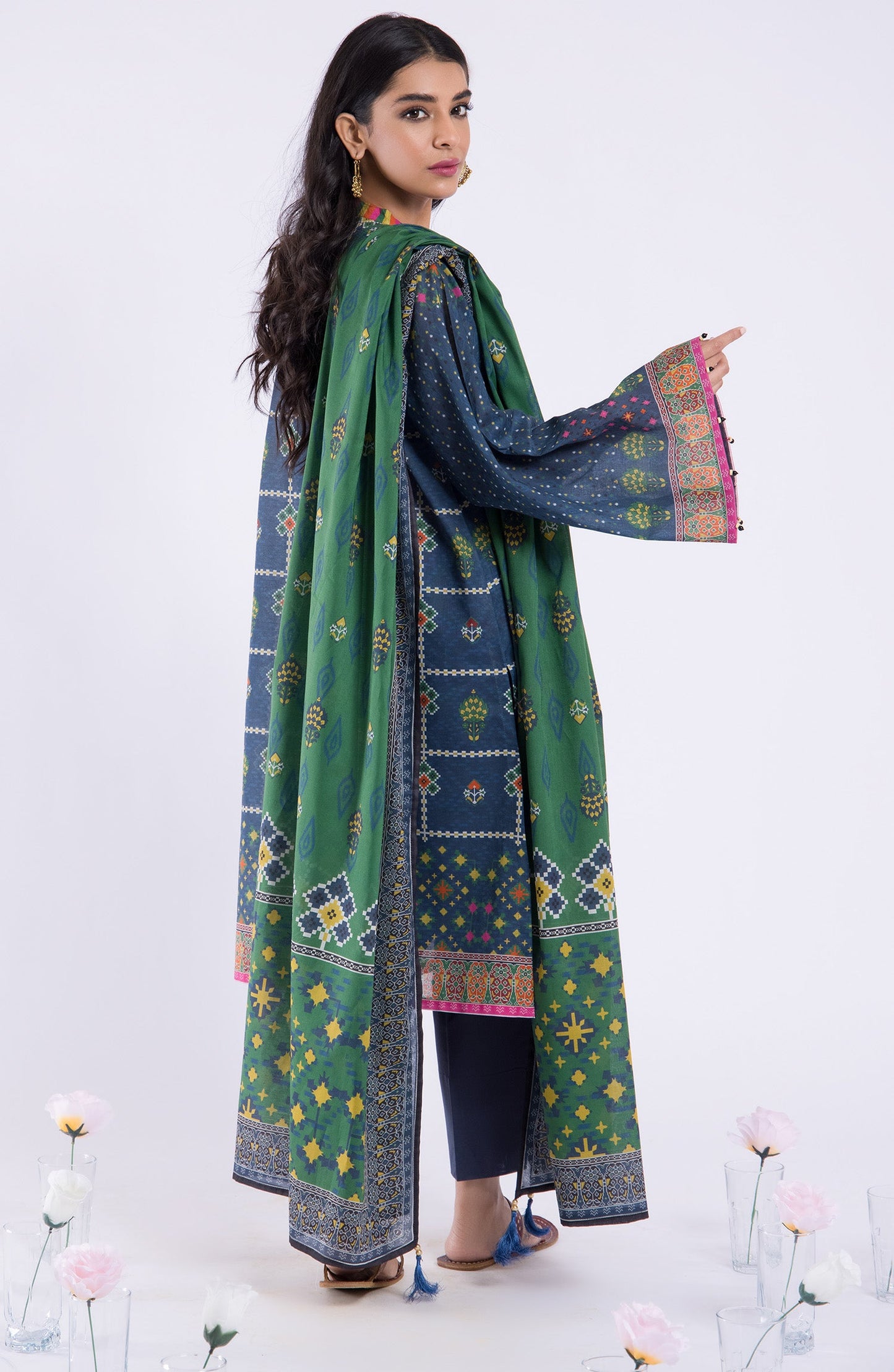 Orient - Stitched 3 Piece Printed Lawn Shirt , Cambric Pant and Lawn Dupatta