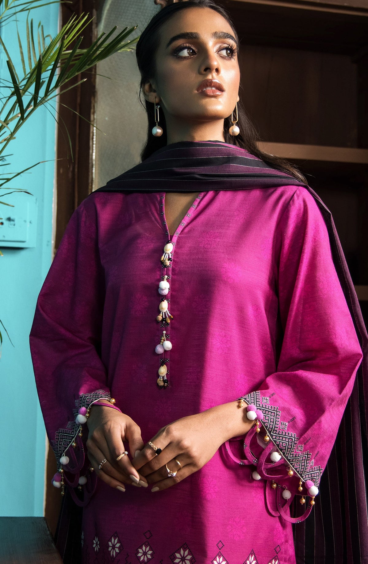 Orient - Unstitched 2 Piece Printed Khaddar Shirt and Yarn Dyed Dupatta
