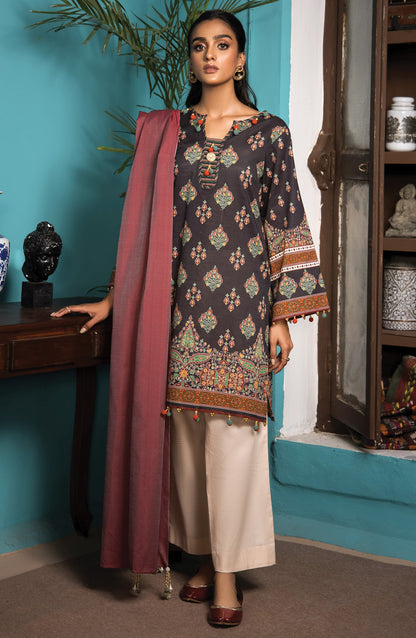 Orient - Unstitched 2 Piece Printed Khaddar Shirt and Yarn Dyed Dupatta