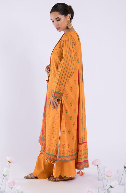 Orient - Unstitched 3 Piece Embroidered Lawn Shirt , Cambric Pant and Lawn Dupatta