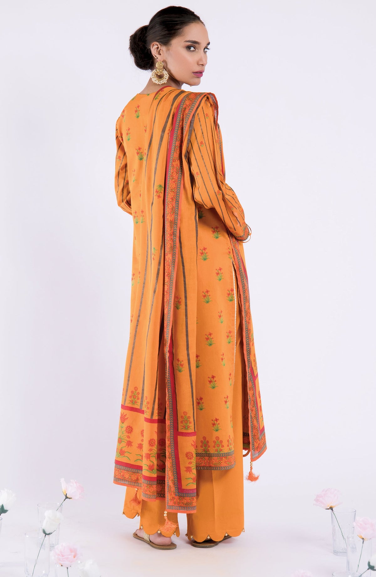 Orient - Unstitched 3 Piece Embroidered Lawn Shirt , Cambric Pant and Lawn Dupatta
