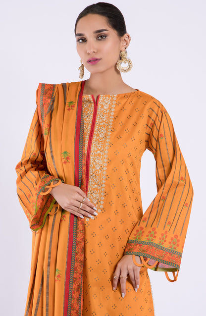 Orient - Unstitched 3 Piece Embroidered Lawn Shirt , Cambric Pant and Lawn Dupatta