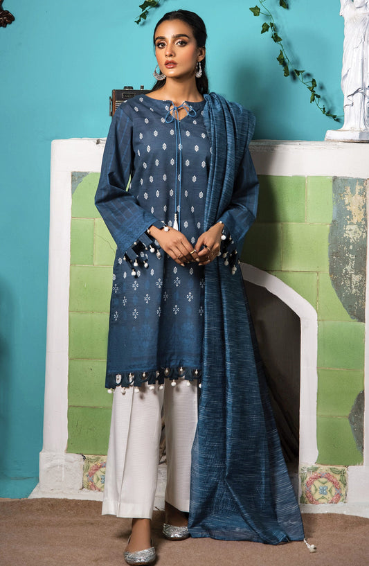 Orient - Unstitched 2 Piece Printed Khaddar Shirt and Yarn Dyed Dupatta