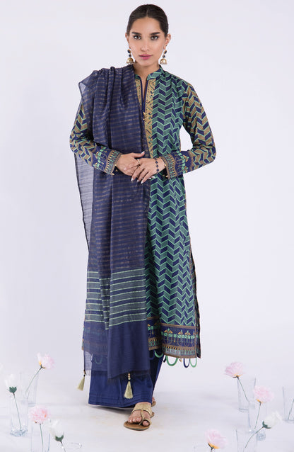Orient - Unstitched 3 Piece Embroidered Lawn Shirt , Cambric Pant and Fancy Dupatta
