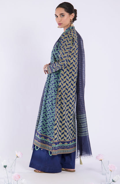 Orient - Unstitched 3 Piece Embroidered Lawn Shirt , Cambric Pant and Fancy Dupatta