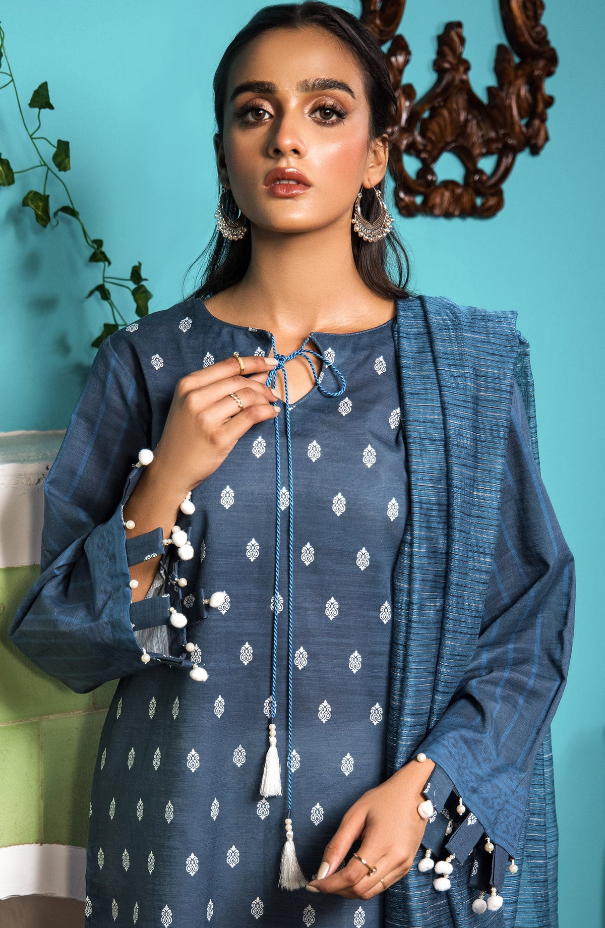 Orient - Unstitched 2 Piece Printed Khaddar Shirt and Yarn Dyed Dupatta