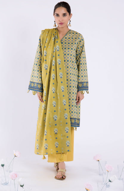Orient - Unstitched 3 Piece Printed Lawn Shirt , Cambric Pant and Lawn Dupatta
