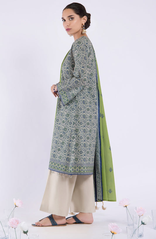 Orient - Unstitched 3 Piece Printed Lawn Shirt , Cambric Pant and Lawn Dupatta