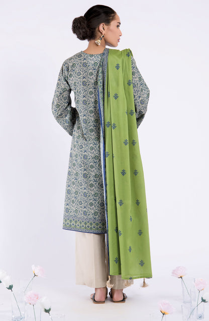 Orient - Unstitched 3 Piece Printed Lawn Shirt , Cambric Pant and Lawn Dupatta