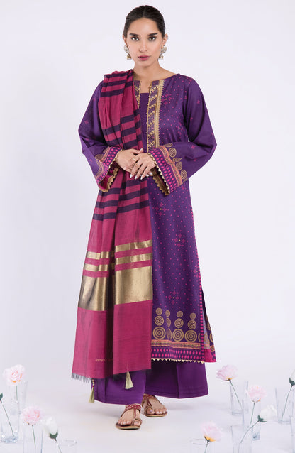 Orient - Unstitched 3 Piece Embroidered Lawn Shirt , Cambric Pant and Fancy Dupatta