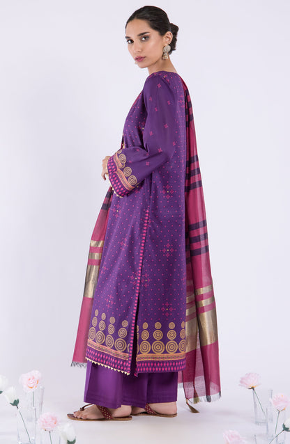 Orient - Unstitched 3 Piece Embroidered Lawn Shirt , Cambric Pant and Fancy Dupatta