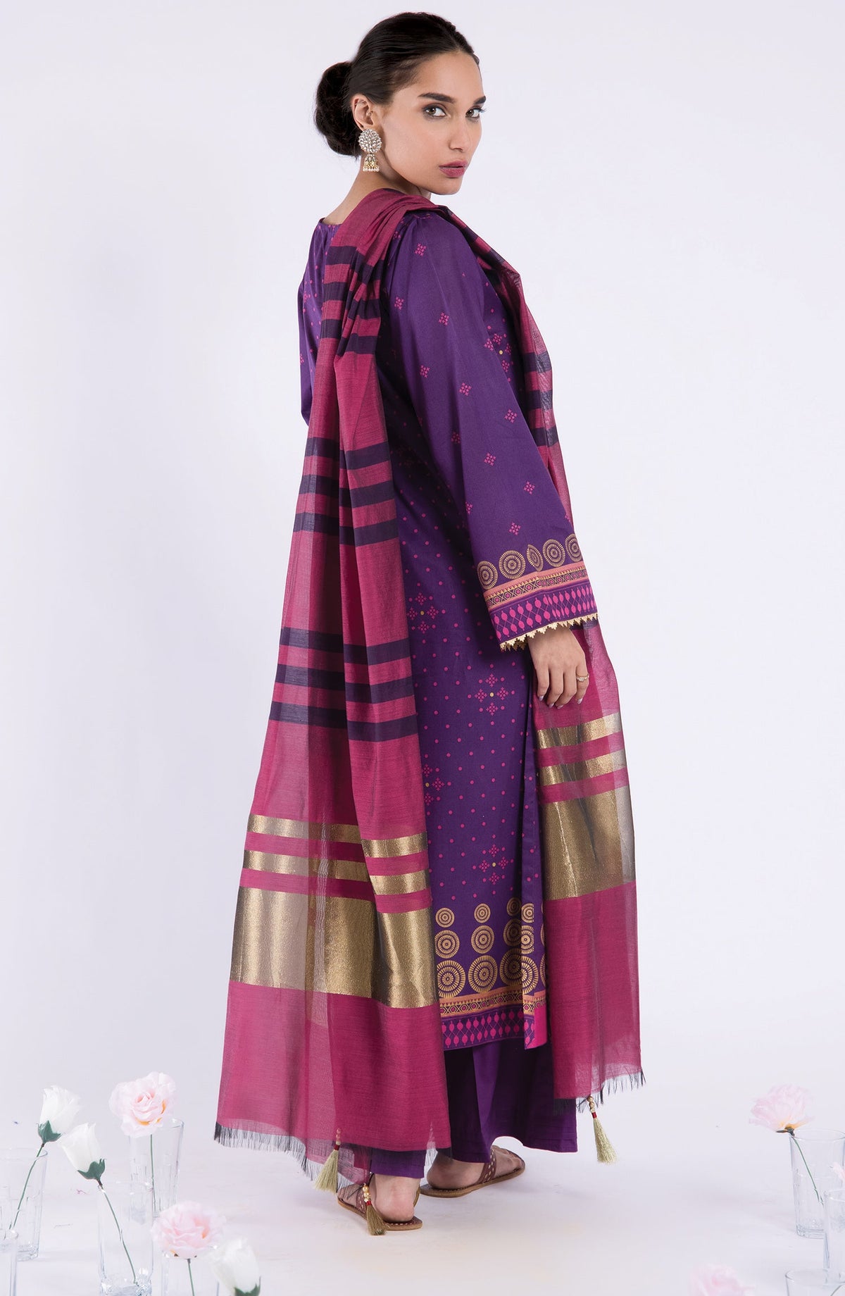 Orient - Unstitched 3 Piece Embroidered Lawn Shirt , Cambric Pant and Fancy Dupatta