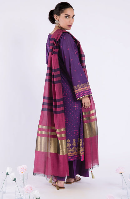 Orient - Unstitched 3 Piece Embroidered Lawn Shirt , Cambric Pant and Fancy Dupatta