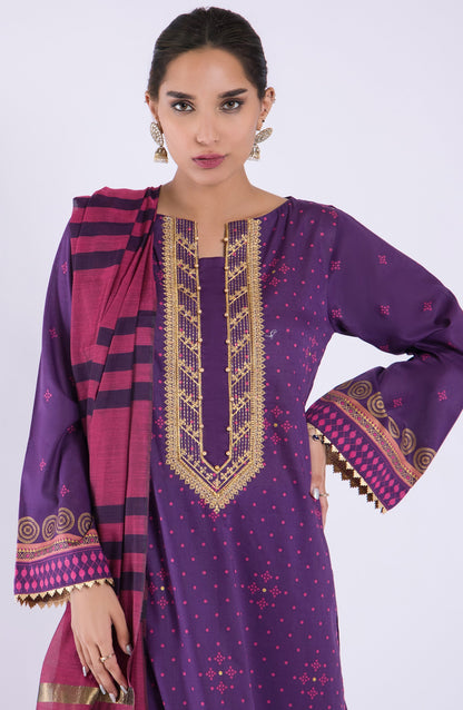 Orient - Unstitched 3 Piece Embroidered Lawn Shirt , Cambric Pant and Fancy Dupatta