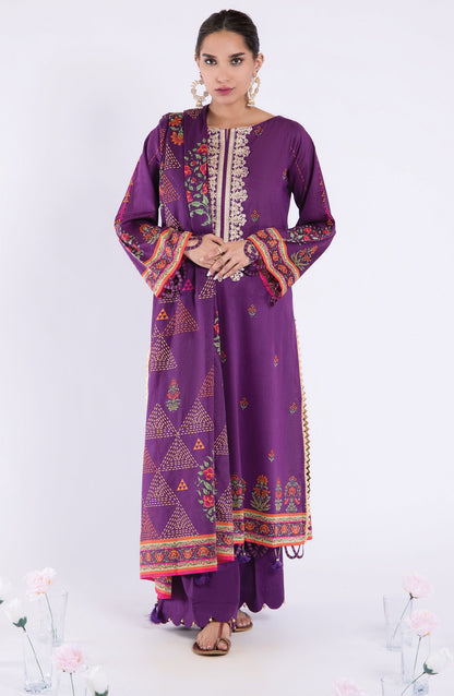 Orient - Unstitched 3 Piece Embroidered Lawn Shirt , Cambric Pant and Lawn Dupatta