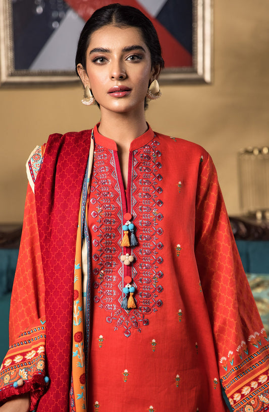 Orient - Unstitched 3 Piece Embroidered Cottel Shirt , Cottel Pant and Cottel Dupatta