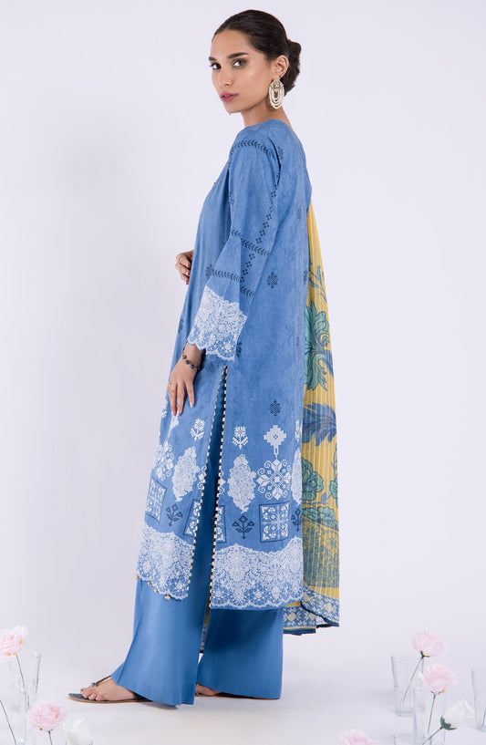 Orient - Unstitched 3 Piece Embroidered Jacquard Shirt , Cambric Pant and Yarn Dyed Dupatta