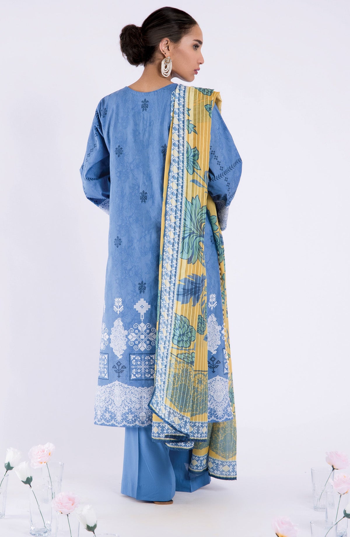 Orient - Unstitched 3 Piece Embroidered Jacquard Shirt , Cambric Pant and Yarn Dyed Dupatta