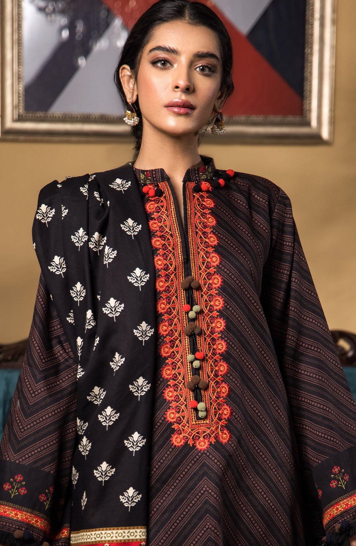 Orient - Unstitched 3 Piece Embroidered Cottel Shirt , Cottel Pant and Cottel Dupatta