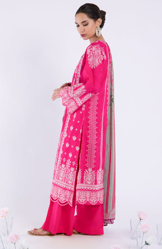 Orient - Unstitched 3 Piece Embroidered Jacquard Shirt , Cambric Pant and Yarn Dyed Dupatta