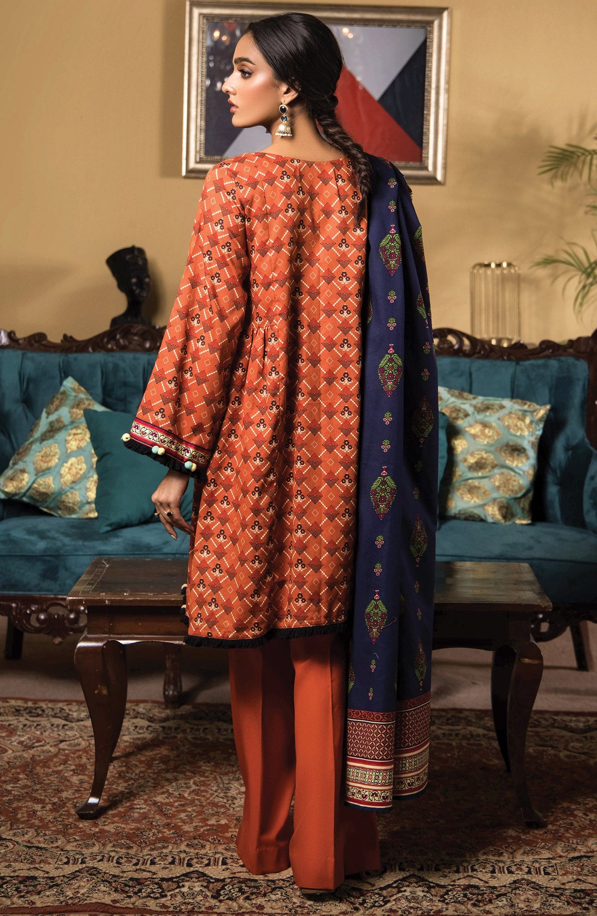 Orient - Unstitched 3 Piece Printed Cottel Shirt , Cottel Pant and Cottel Dupatta