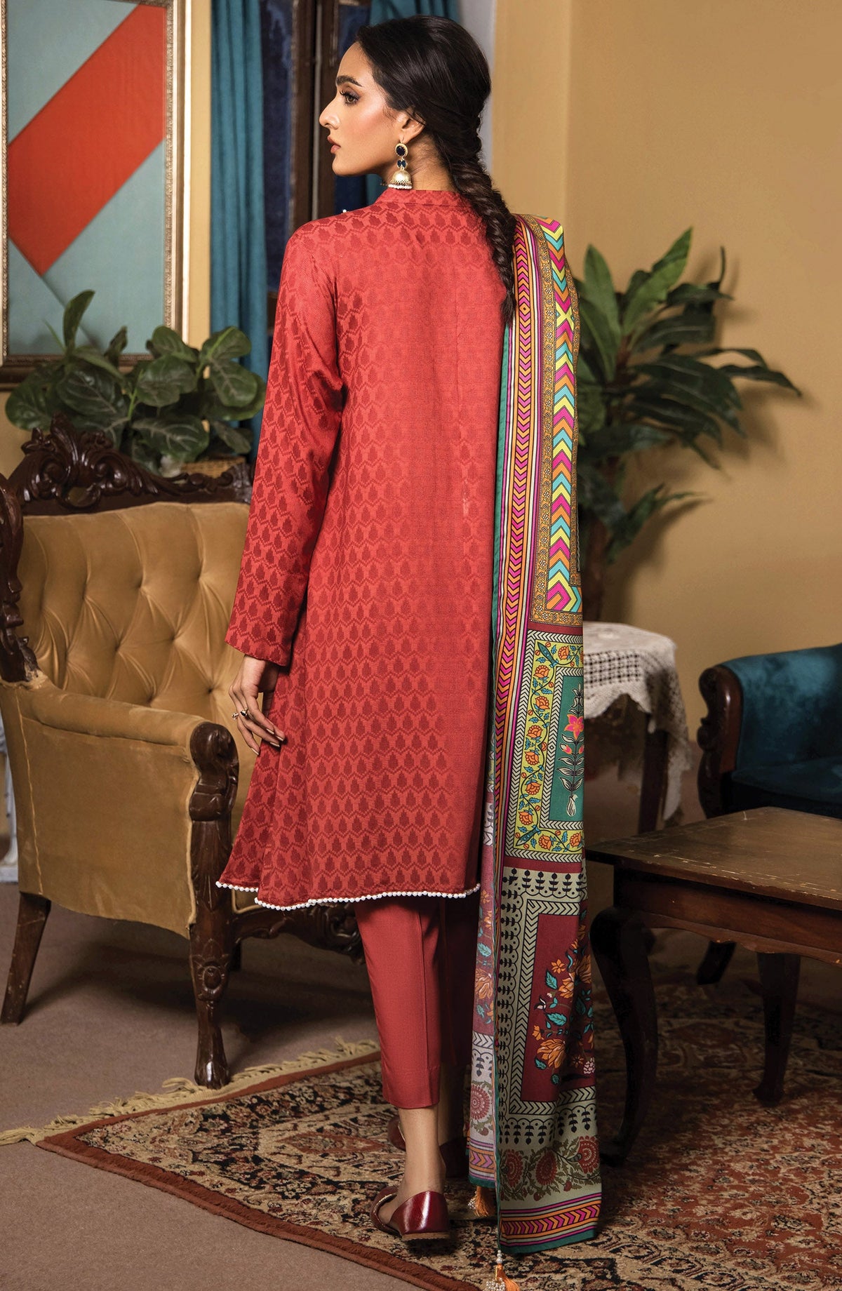 Orient - Unstitched 3 Piece Embroidered Linen Shirt , Acrylic Pant and Linen Dupatta