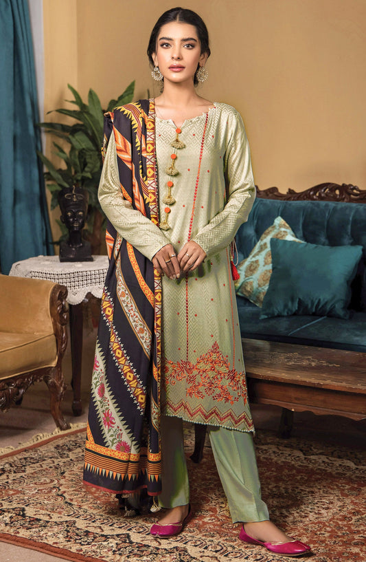 Orient - Unstitched 3 Piece Embroidered Linen Shirt , Linen Pant and Linen Dupatta