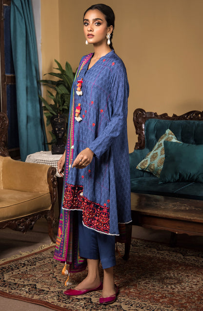 Orient - Unstitched 3 Piece Embroidered Linen Shirt , Linen Pant and Linen Dupatta