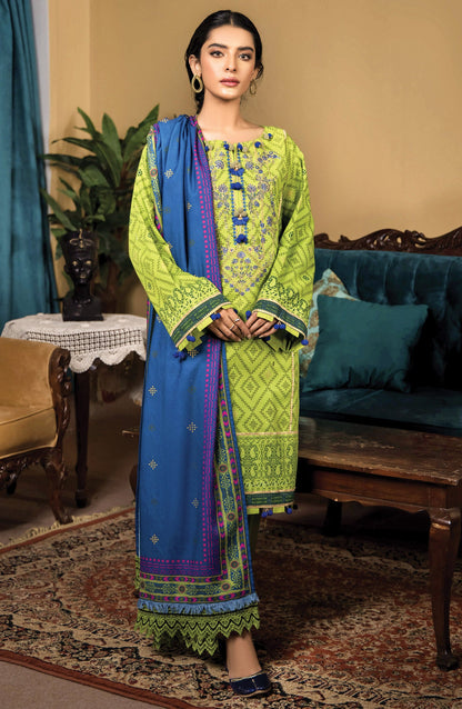 Orient - Unstitched 3 Piece Embroidered Khaddar Shirt , Khaddar Pant and Acrylic Dupatta