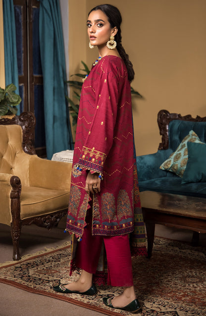 Orient - Unstitched 3 Piece Embroidered Khaddar Shirt , Khaddar Pant and Acrylic Dupatta