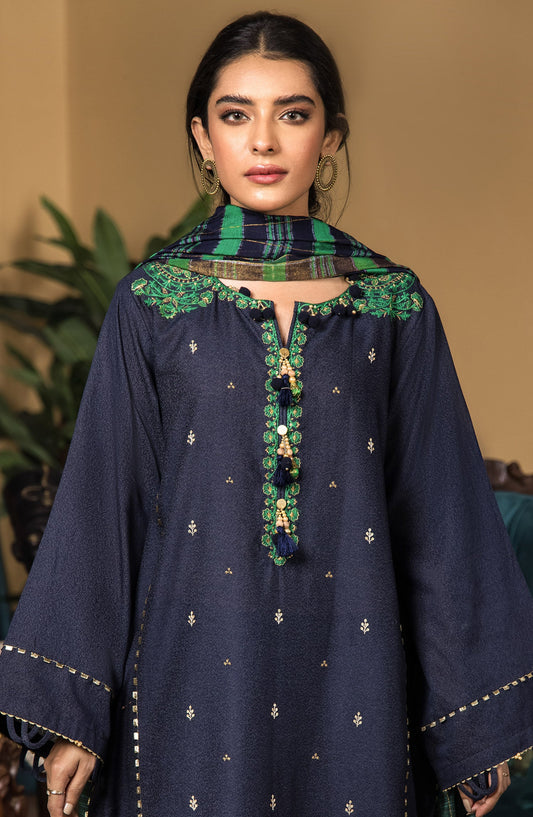 Orient - Unstitched 3 Piece Embroidered Karandi Shirt , Karandi Pant and Yarn Dyed Dupatta