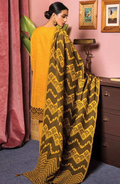 Orient - Unstitched 3 Piece Embroidered Khaddar Shirt , Khaddar Pant and JACQUARD Dupatta